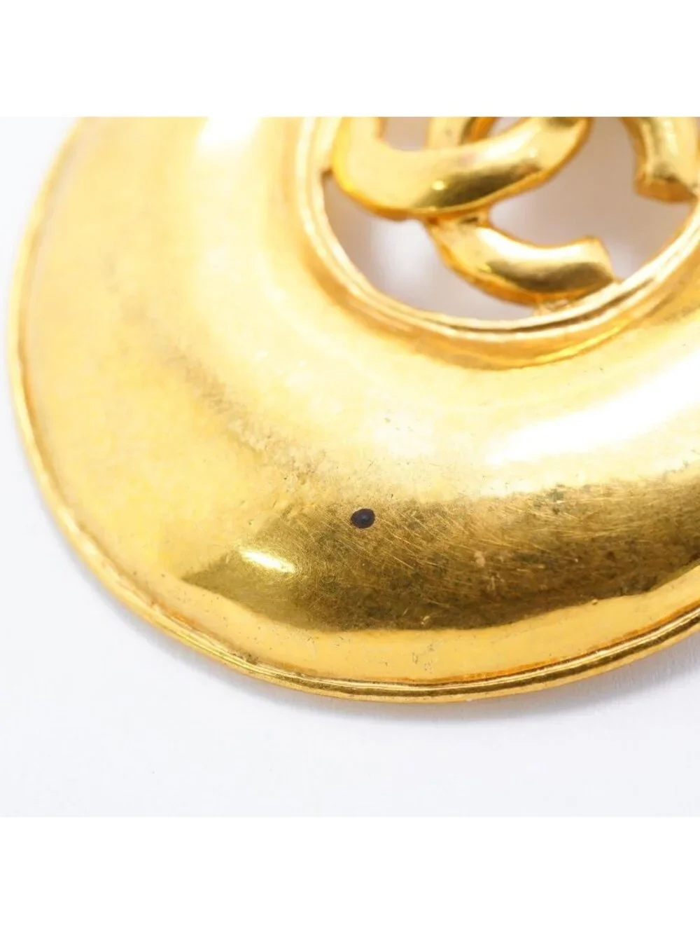 Chanel Earrings Vintage CC Logo Gold Plated